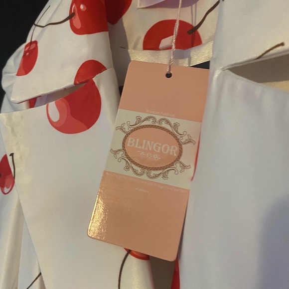 Blingor Cherry 🍒 print Pea Coat - Picture 4 of 5